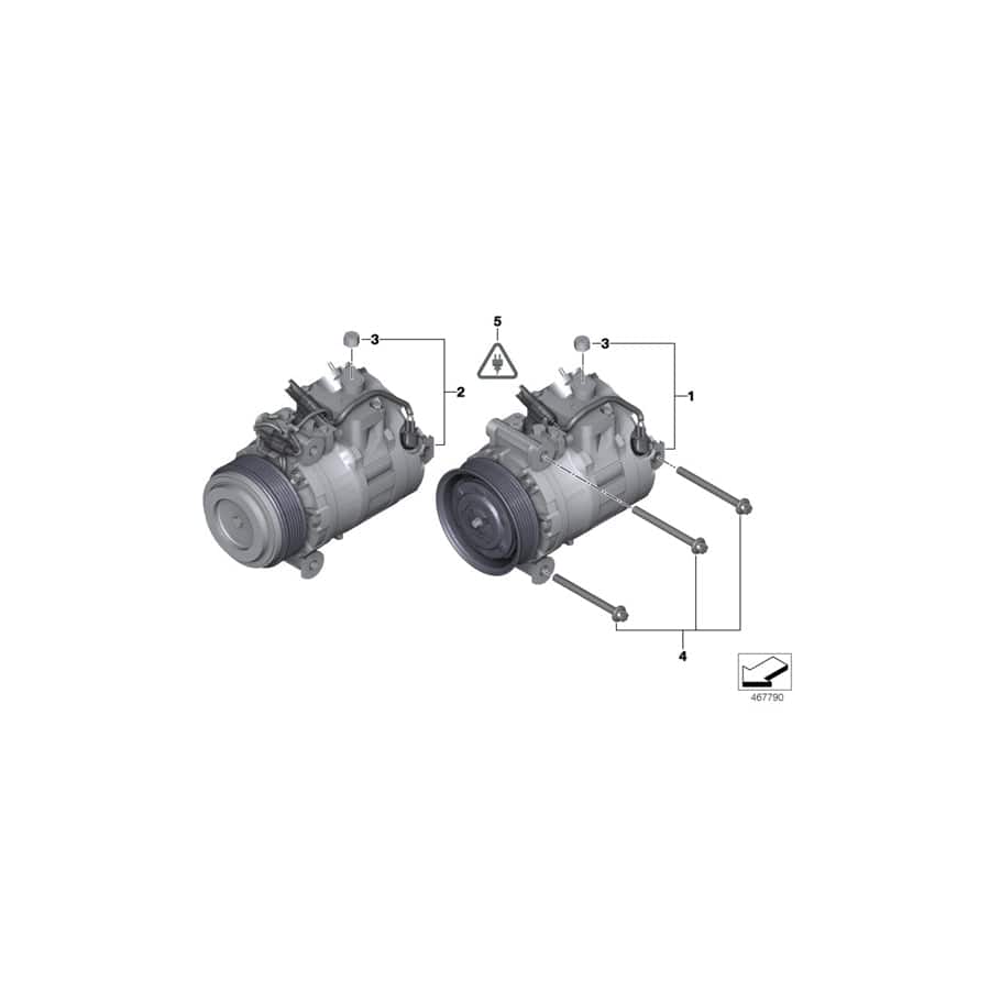 Genuine BMW 64526956716 E93 E91 E92 Rp A/C Compressor W/O Magnetic Clutch (Inc. 330i, 328xi & 325i)