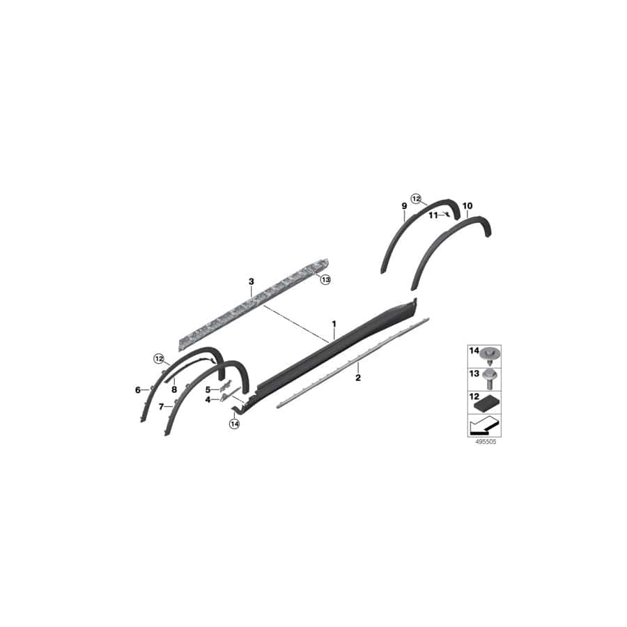 Genuine BMW 51777441057 G05 Wheel Arch Trim, Left Front (Inc. X5)