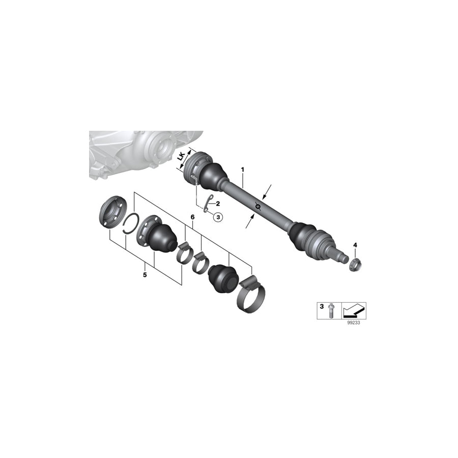 Genuine BMW 33212282116 E39 Exch. Output Shaft LK=102mm/D=38mm (Inc. M5)