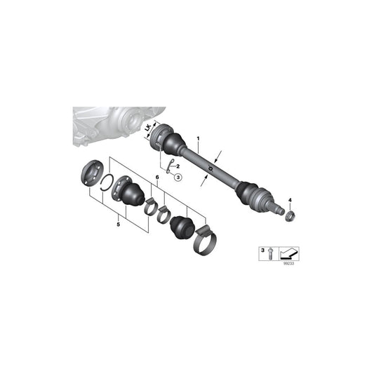 Genuine BMW 33211229592 E46 E85 Exch. Output Shaft, Right LK=86mm/D=31mm (Inc. 325Ci, 323i & 320td)