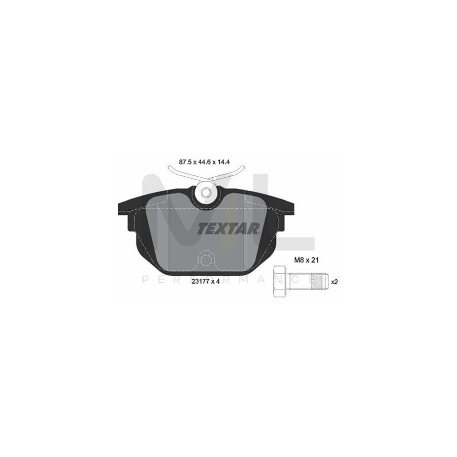 TEXTAR 2317703 Brake pad set not prepared for wear indicator, with brake caliper screws