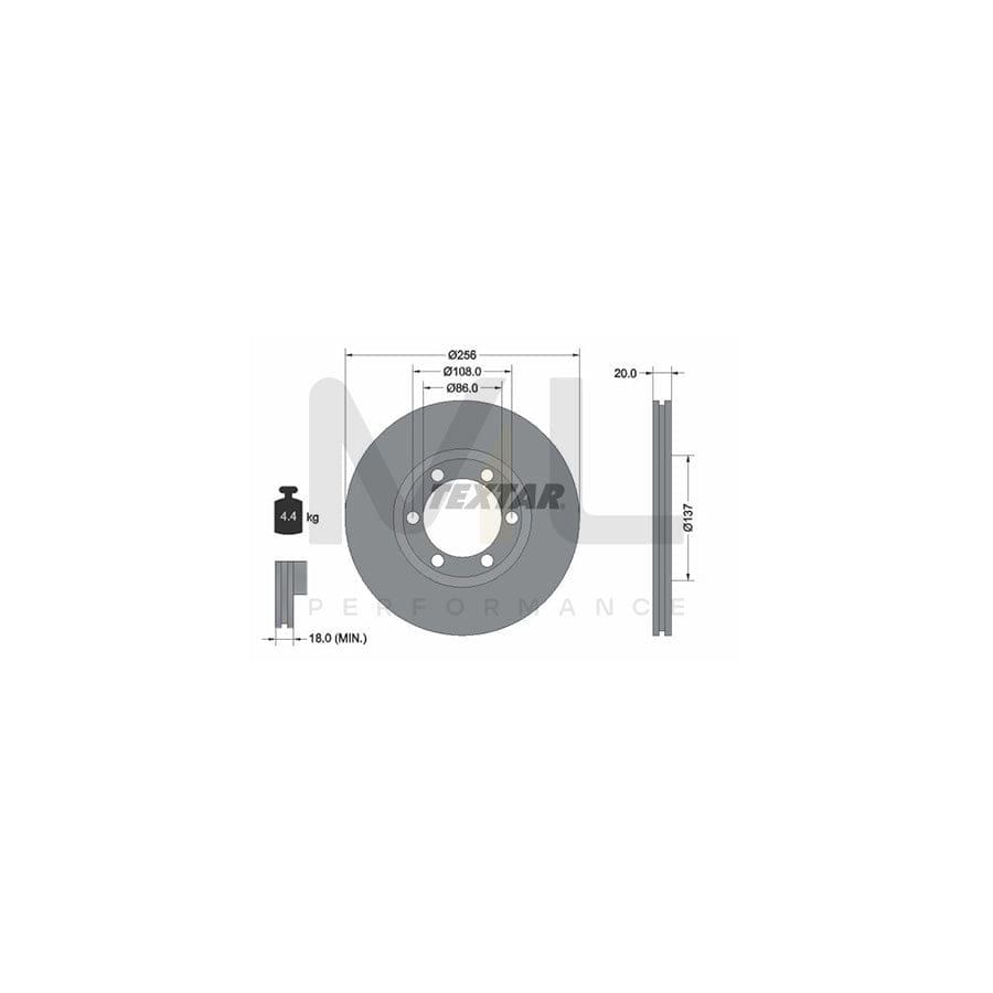 TEXTAR 92079600 Brake Disc Internally Vented, without wheel hub, without wheel studs  - 1 piece