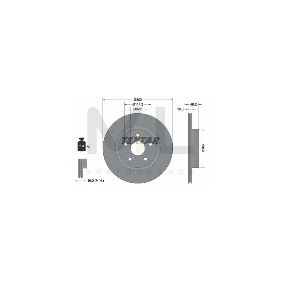 TEXTAR 92093500 Brake Disc for TOYOTA RAV 4 Internally Vented, without wheel hub, without wheel studs  - 1 piece