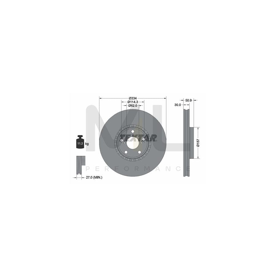 TEXTAR PRO 92147803 Brake Disc Externally Vented, Coated, without wheel hub, without wheel studs