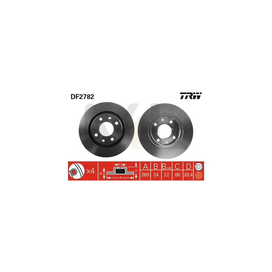 TRW DF2782 Brake Disc for PEUGEOT 406 Vented, Painted  - 1 piece