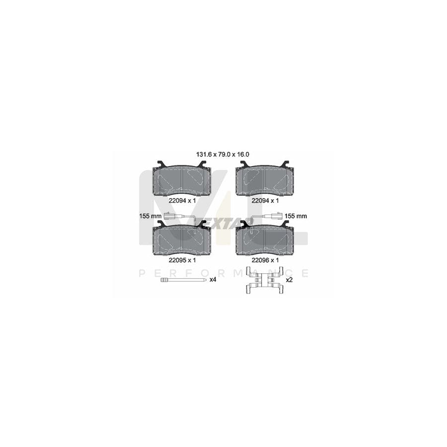 TEXTAR 2209401 Brake pad set incl. wear warning contact, with accessories