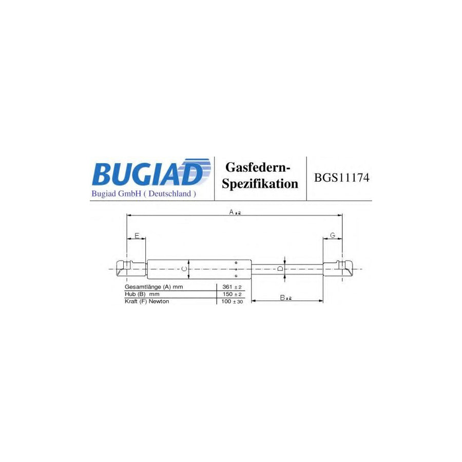 BUGIAD Bgs11174 Gas Spring, Rear Windscreen for KIA Sorento I (Jc)