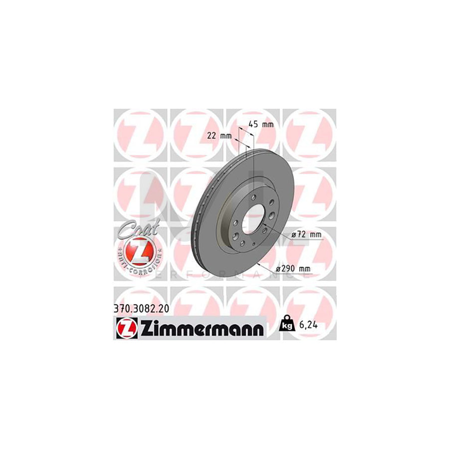 ZIMMERMANN COAT Z 370.3082.20 Brake Disc for MAZDA MX-5 III (NC) Internally Vented, Coated  - 1 piece