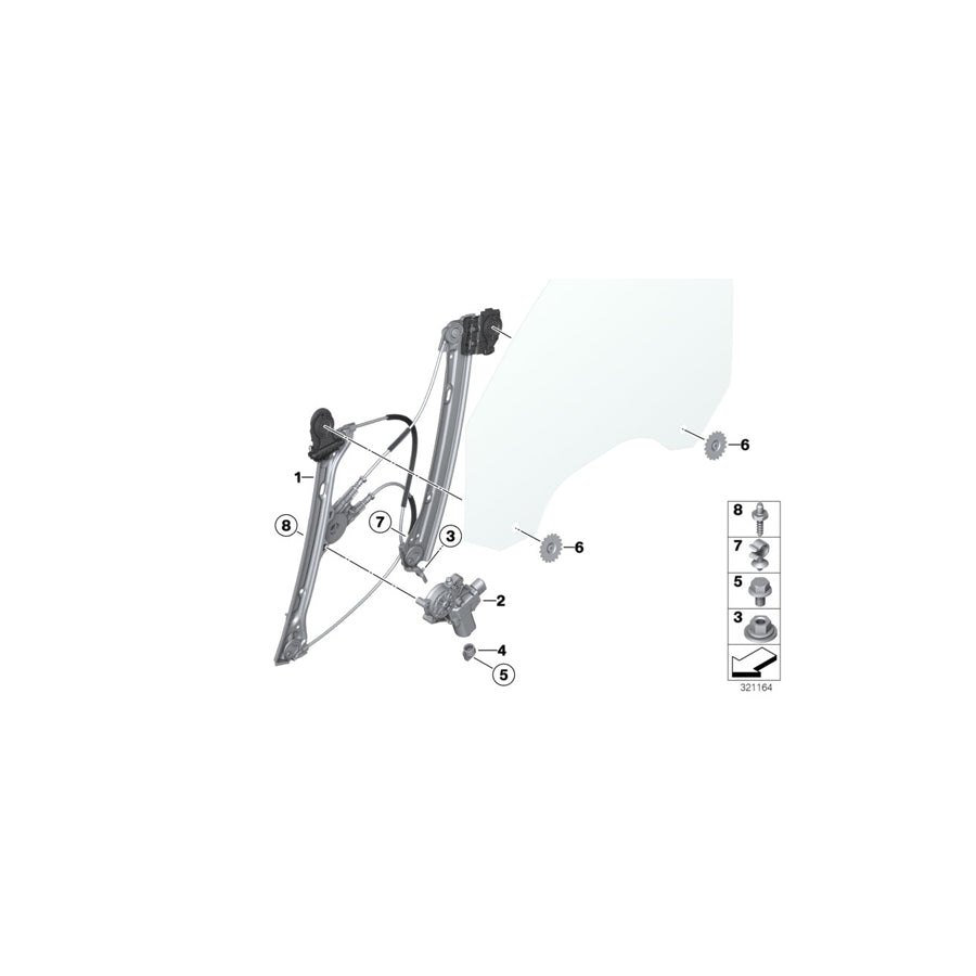 Genuine BMW 51357339592 Window Lifter Without Motor,Front Right (Inc. 320i, 335dX & 328iX)