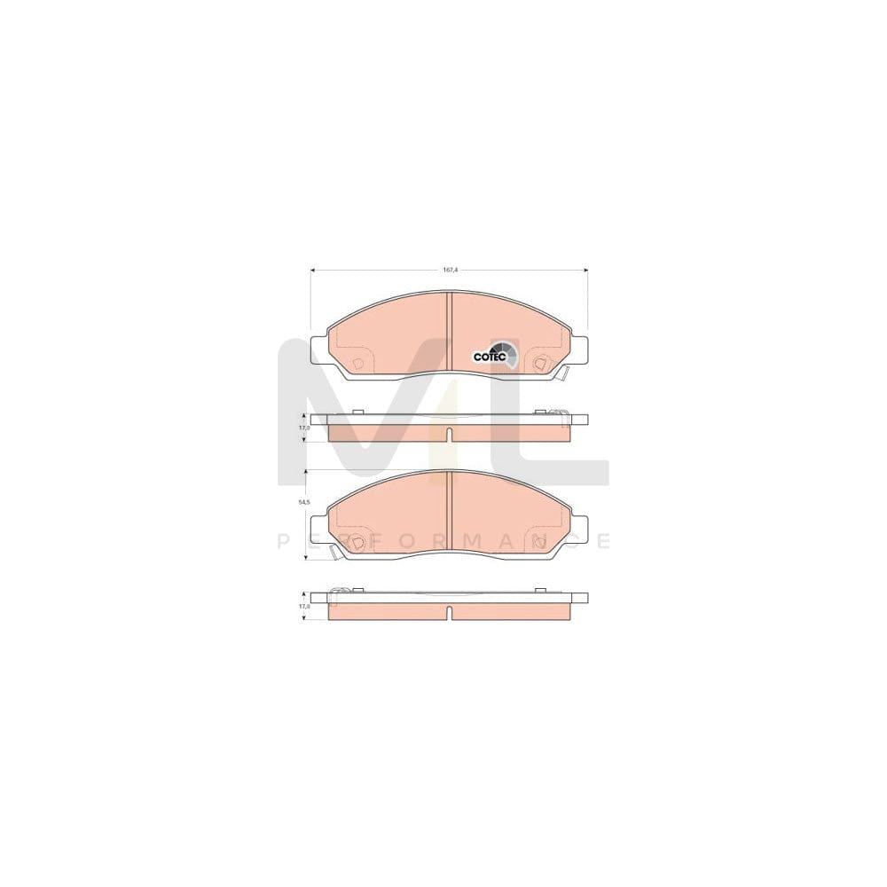 TRW Cotec Gdb3466 Brake Pad Set With Acoustic Wear Warning