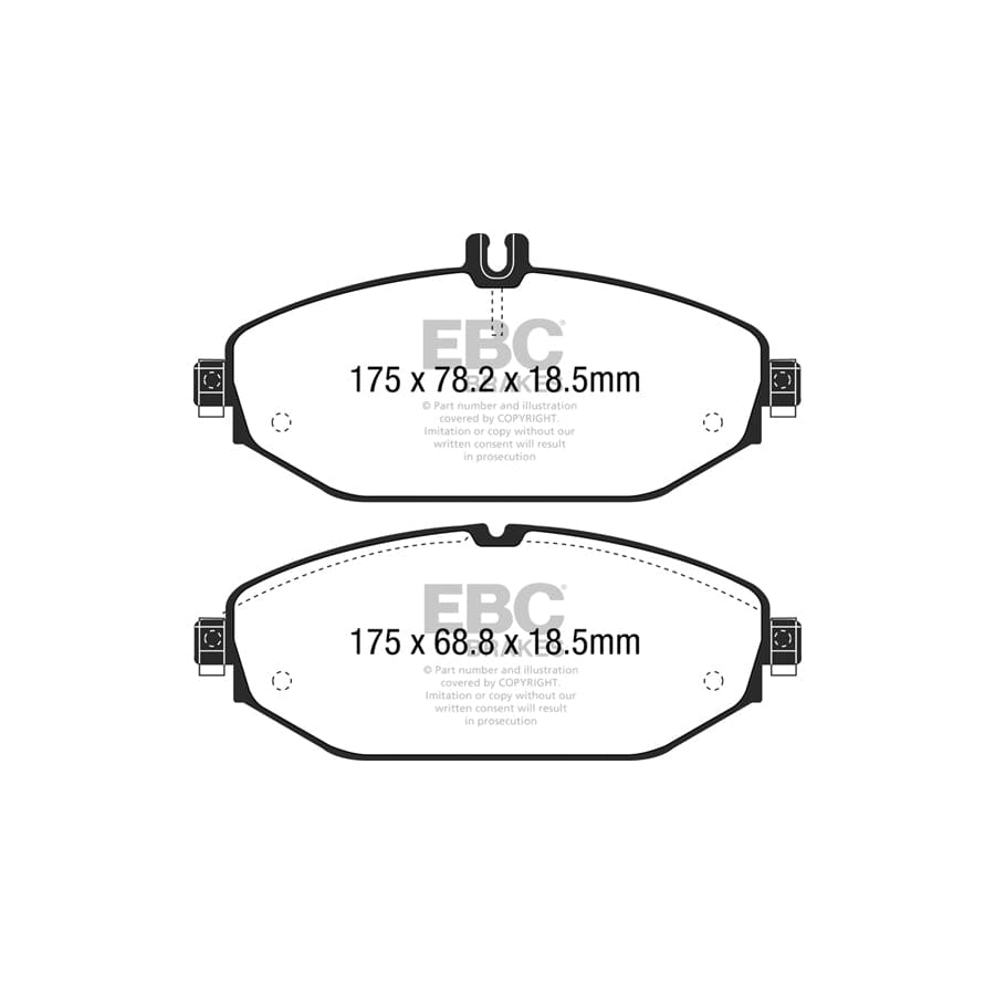 EBC PD02KF610 Mercedes-Benz W/S/C/A205 W/S213 A/C238 Redstuff Front Brake Pad & Plain Disc Kit - ATE/TRW Caliper 2 | ML Performance UK Car Parts