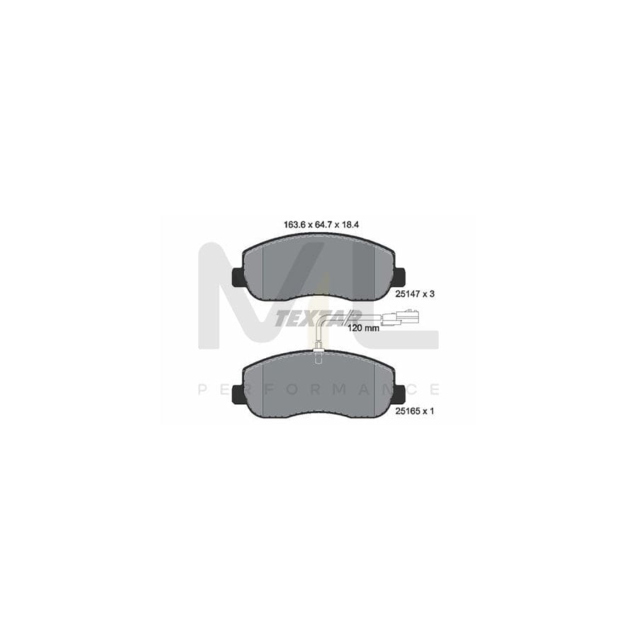 TEXTAR 2514701 Brake pad set with integrated wear warning contact