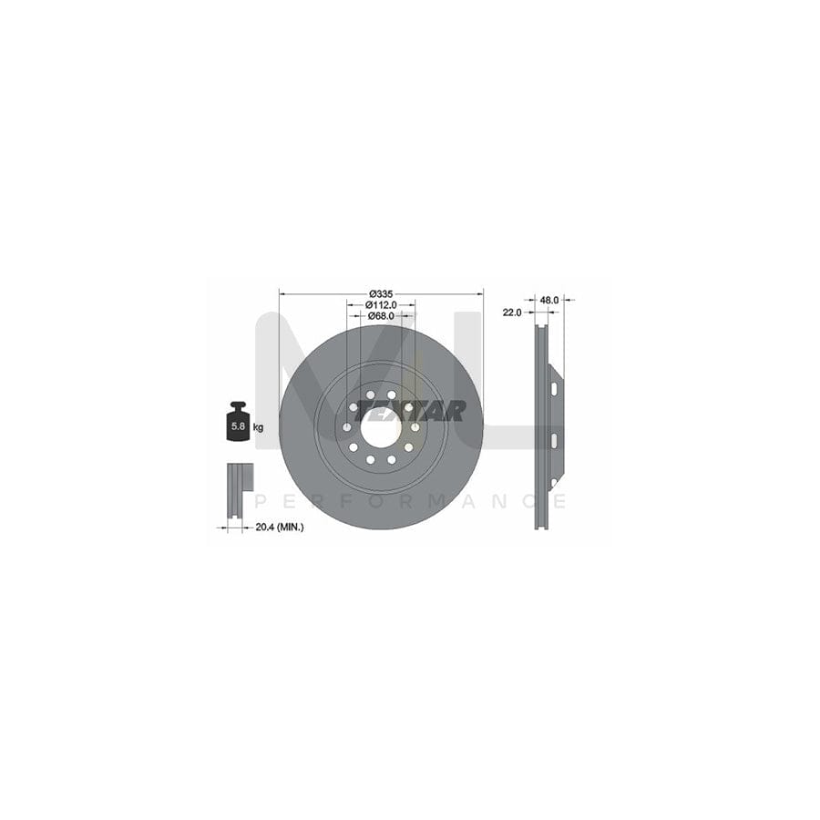 TEXTAR OE-Line 92206410 Brake Disc for AUDI A6 Internally Vented, Coated, High-carbon, without wheel hub, without wheel studs