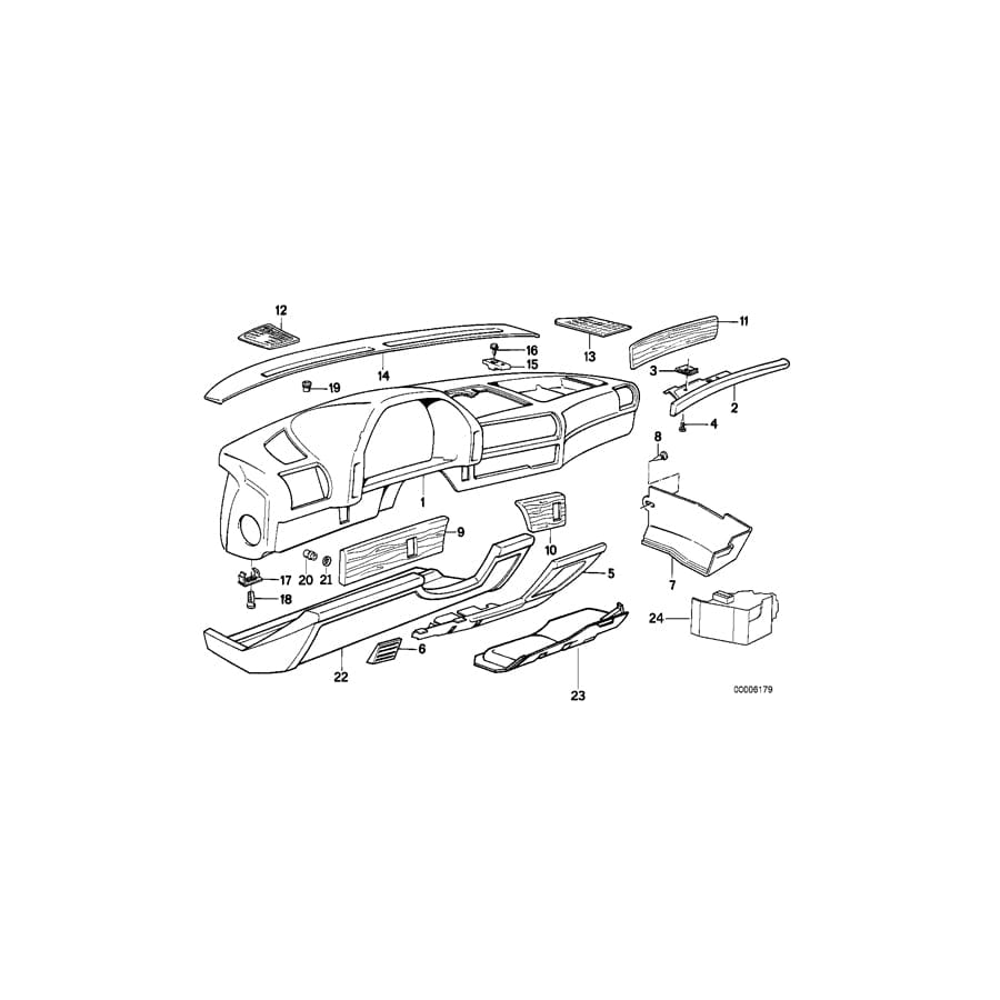 Genuine BMW 51451908966 E32 Dash Board Covering BUBINGA (Inc. 735iL, 750iL & 750i)