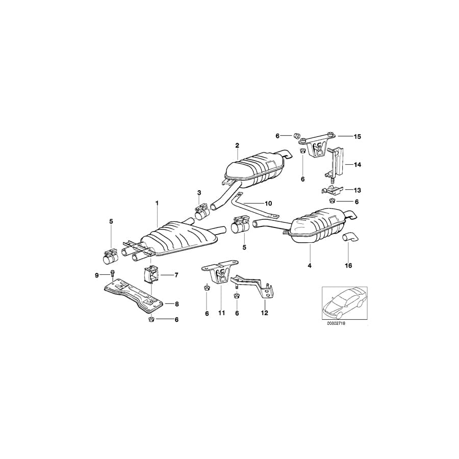 Genuine BMW 18121745167 E38 Center Muffler (Inc. 740iLP, 735iL & 730iL)