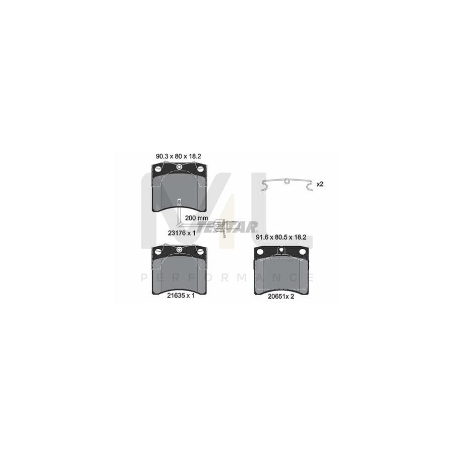 TEXTAR 2317602 Brake pad set with integrated wear warning contact, with accessories