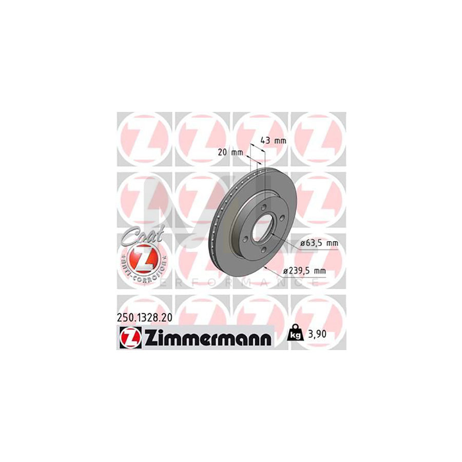 ZIMMERMANN COAT Z 250.1328.20 Brake Disc Internally Vented, Coated  - 1 piece