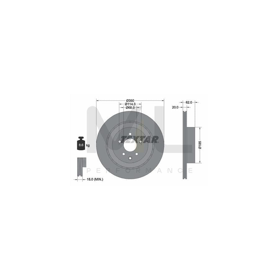 TEXTAR PRO 92270703 Brake Disc Externally Vented, Coated, without wheel hub, without wheel studs  - 1 piece