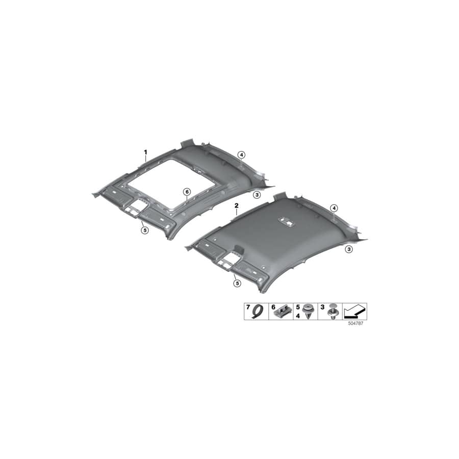 Genuine BMW 51449474435 G06 Headlining Panoramic Roof ELFENBEINWEISS (Inc. X6)