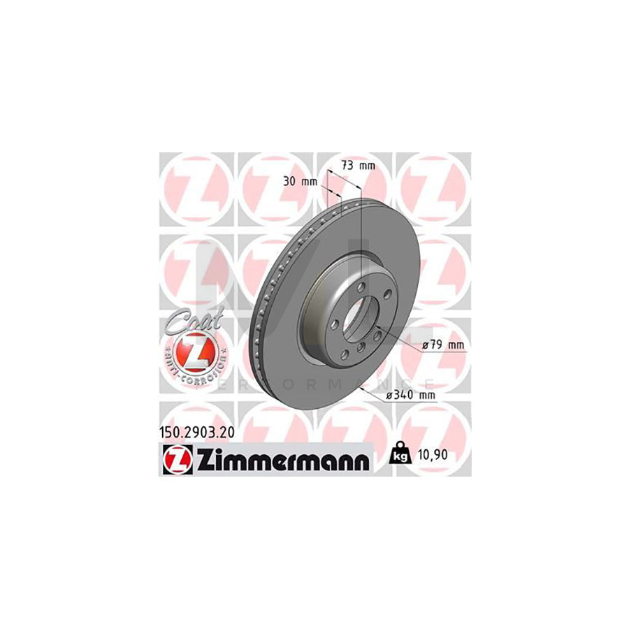 ZIMMERMANN COAT Z 150.2903.20 Brake Disc Internally Vented, Coated, High-carbon  - 1 piece