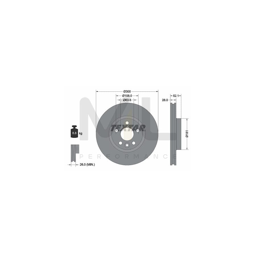 TEXTAR PRO+ 92159205 Brake Disc Internally Vented, Coated, High-carbon, without wheel hub, without wheel studs  - 1 piece
