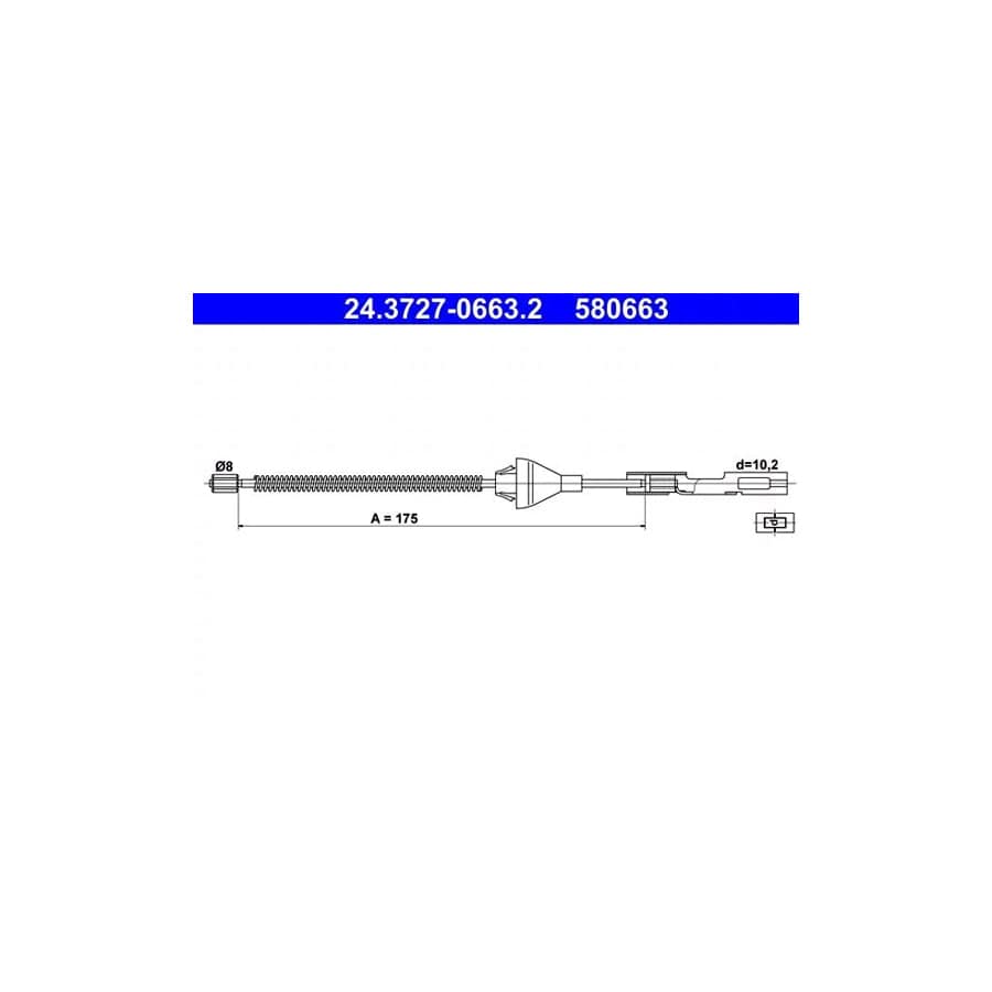 ATE 24.3727-0663.2 Hand Brake Cable