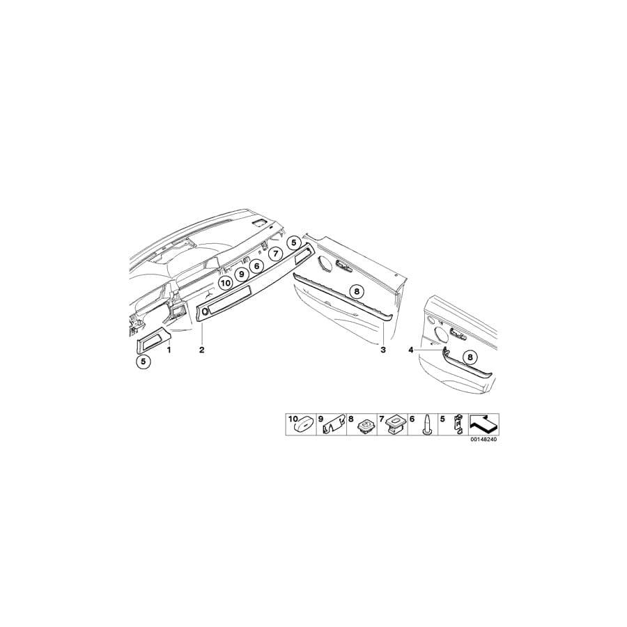 Genuine BMW 51457132856 E90 Cover, Dashboard, Aluminium, Left (Inc. 320d, 330d & 318d)