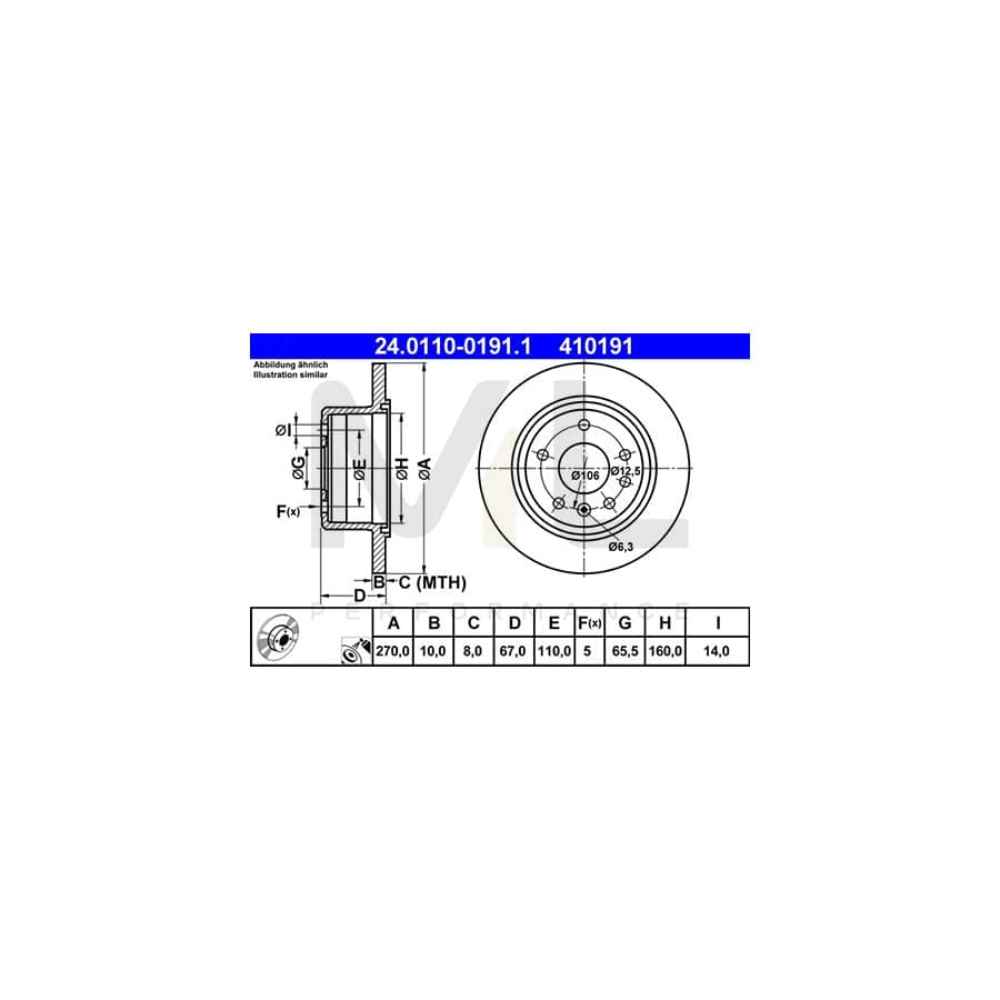 ATE 24.0110-0191.1 Brake Disc Solid, Coated  - 1 piece