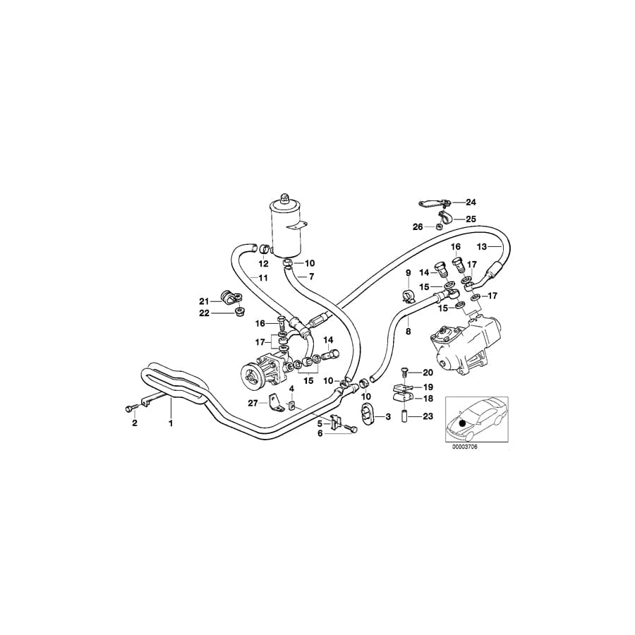 Genuine BMW 32411135956 E34 Pressure Hose Assy (Inc. 525tds, 525td & 524td)