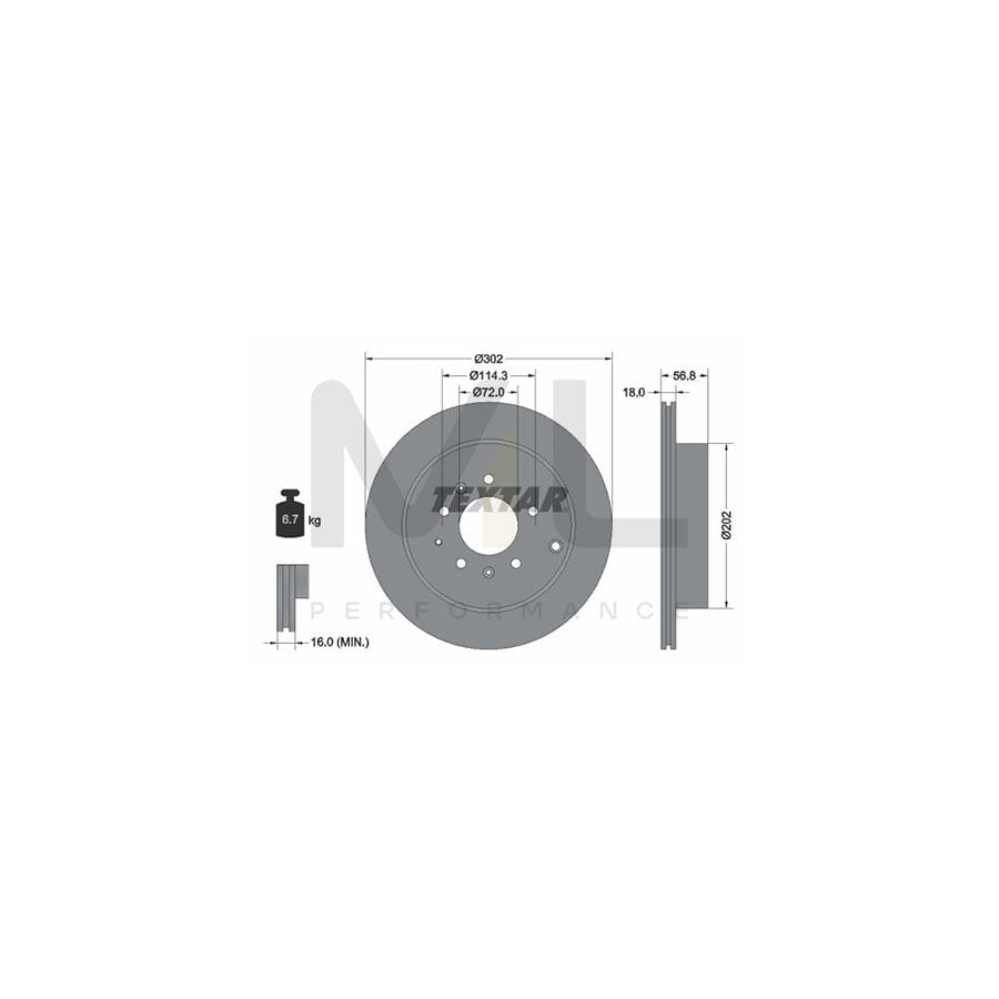 TEXTAR PRO 92180903 Brake Disc for MAZDA CX-7 (ER) Internally Vented, Coated, without wheel hub, without wheel studs  - 1 piece