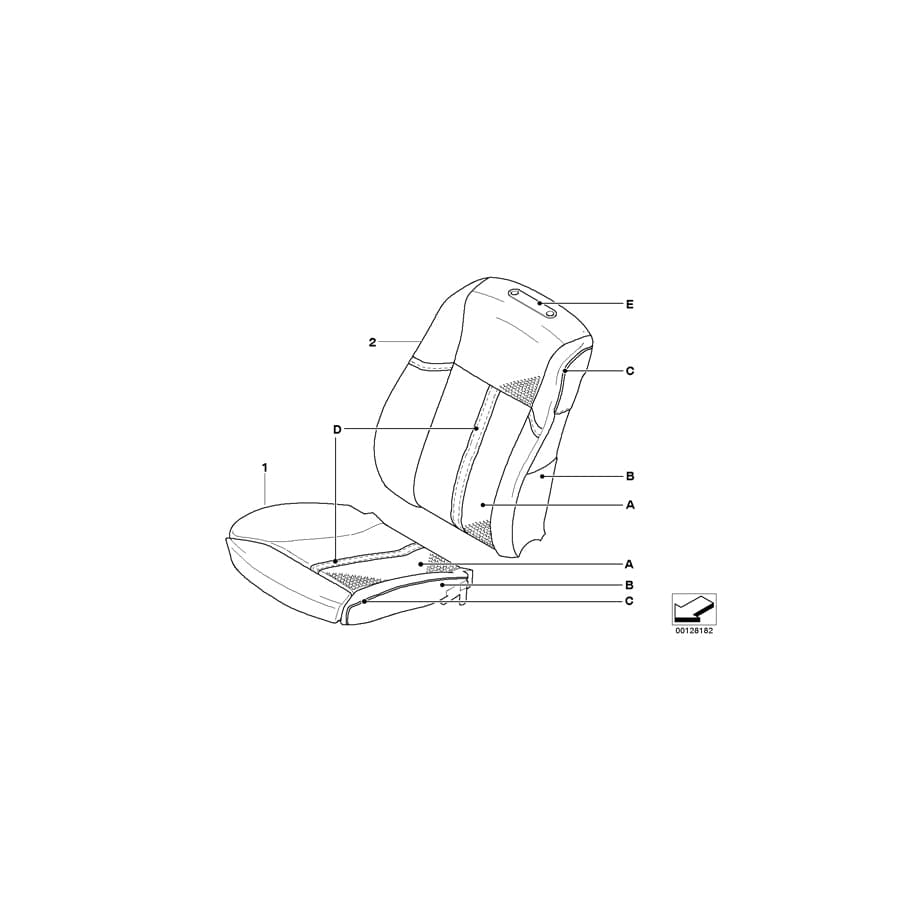 Genuine BMW 52108030080 E66 E65 E61 Seat Cover, Comfort Seat, Leather U6 KLIMALEDER (Inc. 525xi, 730i & 520i)