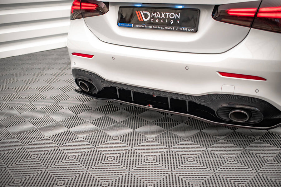 Maxton Design Mercedes Benz A35 AMG V177 Sedan Central Rear Splitter (with vertical bars) V.1