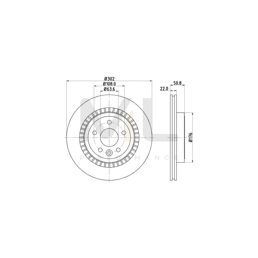 HELLA PRO 8DD 355 116-191 Brake Disc for VOLVO XC60 I (156) Externally Vented, Coated, without wheel hub, without wheel studs | ML Performance Car Parts