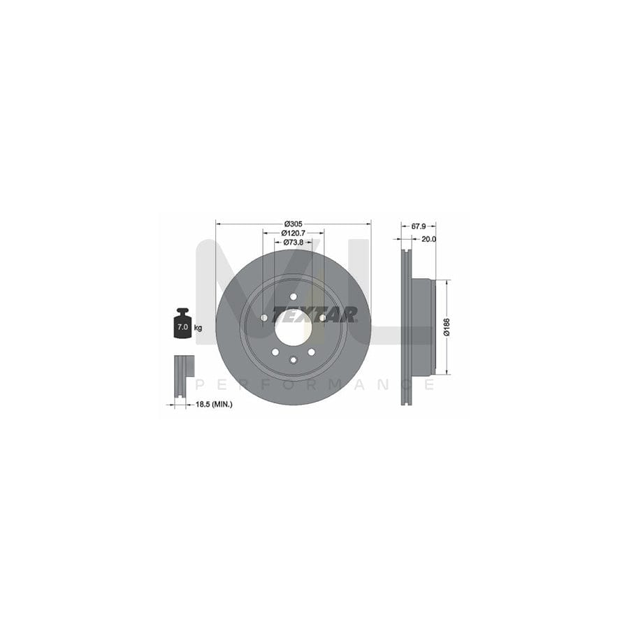 TEXTAR 92139300 Brake Disc Externally Vented, without wheel hub, without wheel studs  - 1 piece