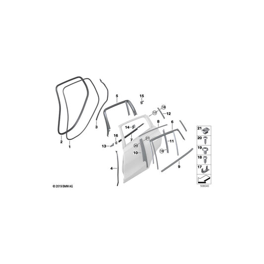 Genuine BMW 51357437783 G06 Window Well Seal, Inner, Door, Rear Lft (Inc. X6 30dX, X6 40i & X6 M50dX)