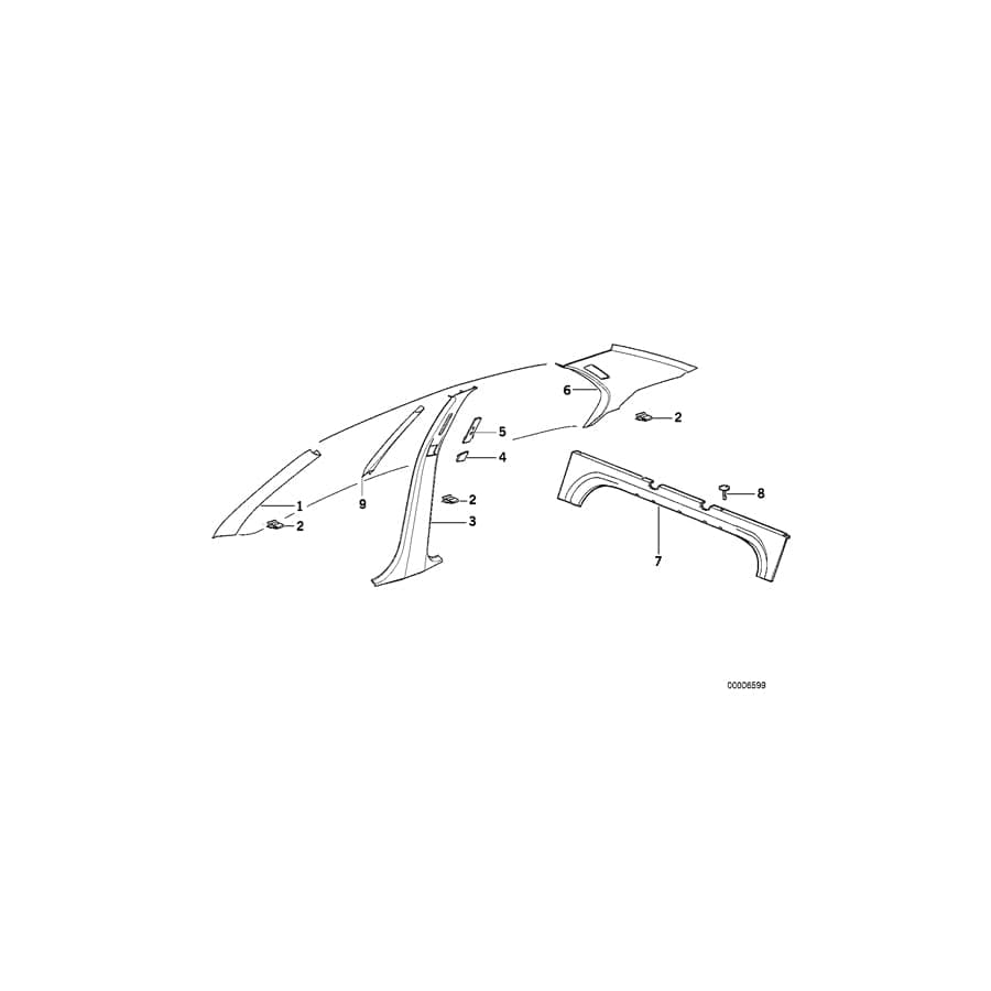 Genuine BMW 51432257923 E36 Covering Column-Center Left SCHWARZ (Inc. 318tds, 325td & 323i)