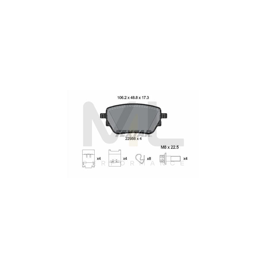 TEXTAR 2298601 Brake pad set not prepared for wear indicator, with brake caliper screws, with accessories