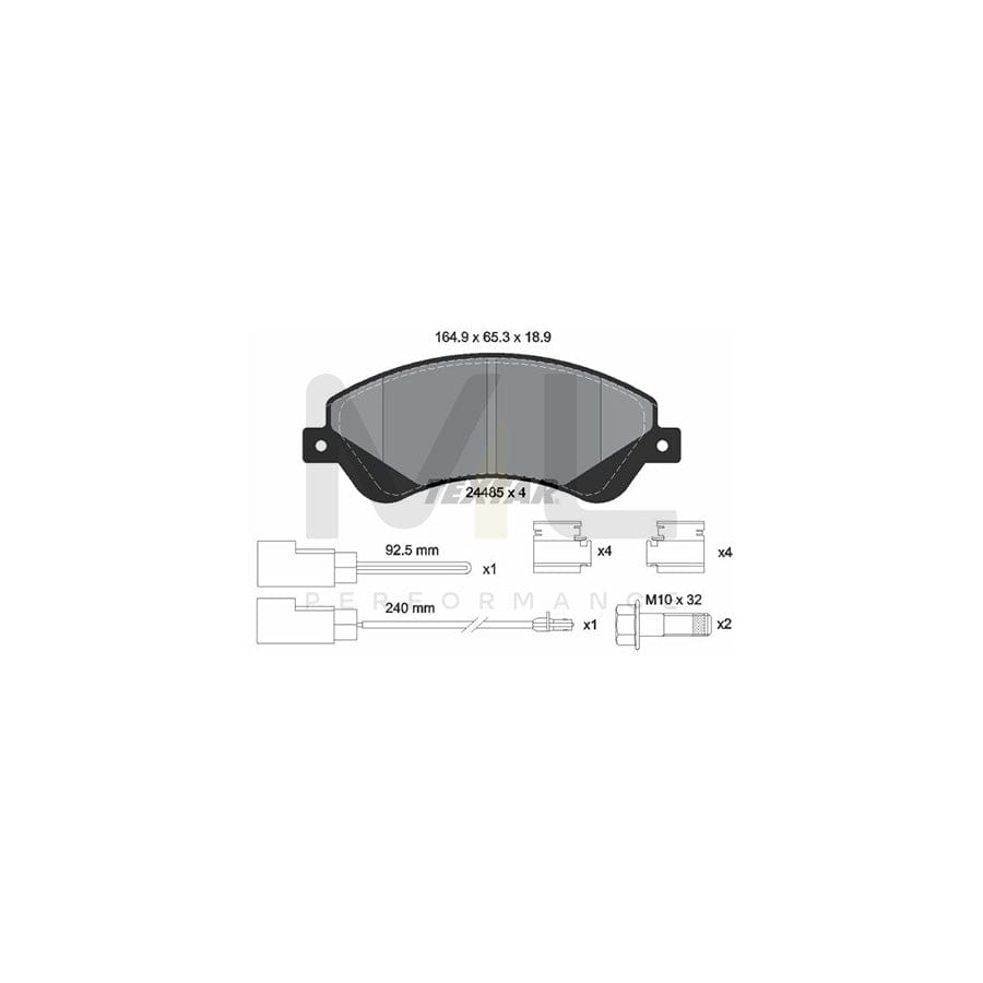 TEXTAR 2448501 Brake pad set for FORD TRANSIT incl. wear warning contact, with brake caliper screws, with accessories