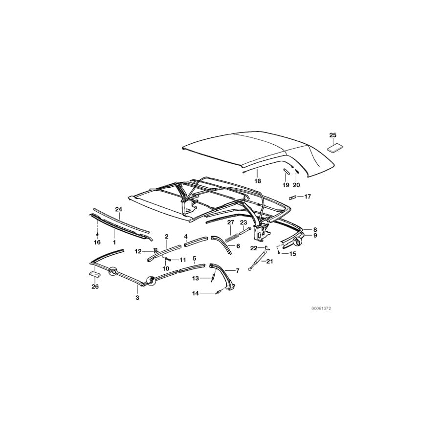 Genuine BMW 54318135254 E36 Rail Center Right (Inc. 323i, 328i & 320i)