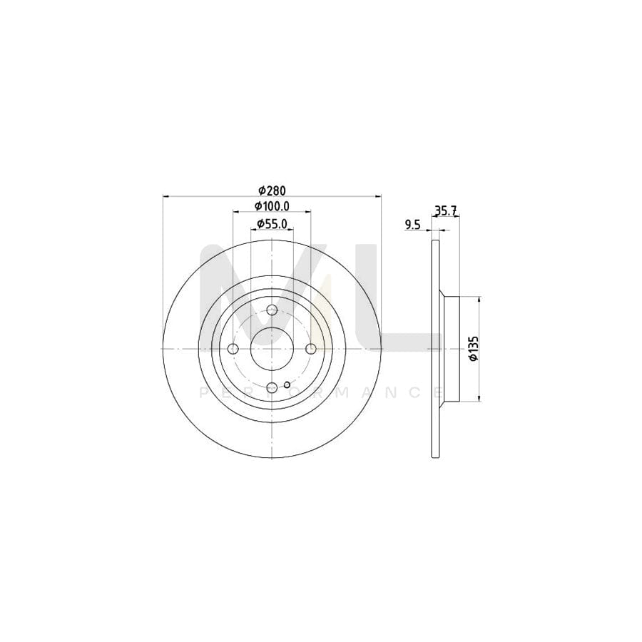 HELLA 8DD 355 133-141 Brake Disc Solid, Coated, without wheel hub, without wheel studs | ML Performance Car Parts