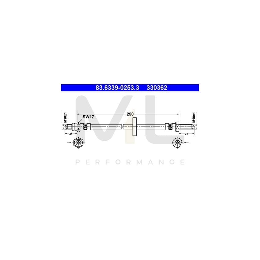 ATE 83.6339-0253.3 Brake Hose 250mm