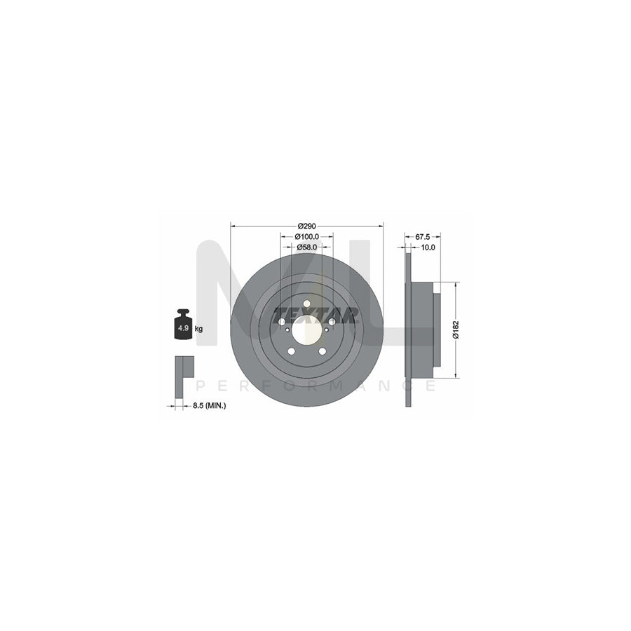TEXTAR 92158800 Brake Disc Solid, without wheel hub, without wheel studs  - 1 piece