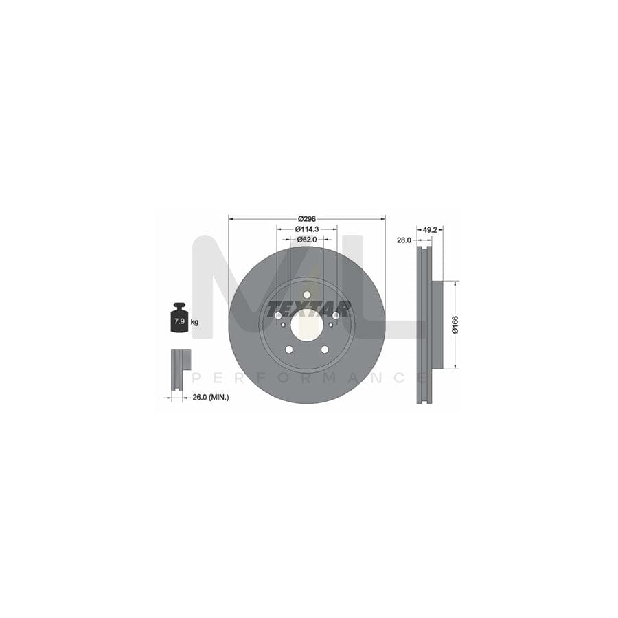 TEXTAR 92135800 Brake Disc Internally Vented, without wheel hub, without wheel studs  - 1 piece