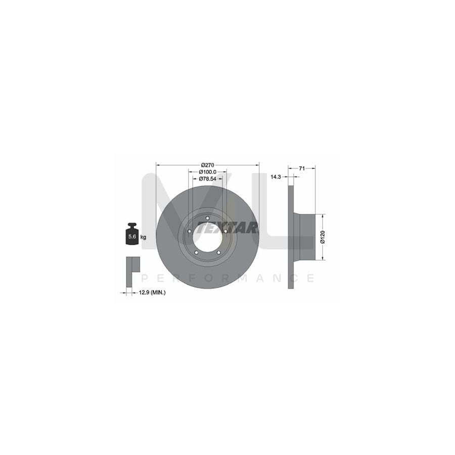 TEXTAR 92014900 Brake Disc for FORD TRANSIT Solid, without wheel hub, without wheel studs  - 1 piece