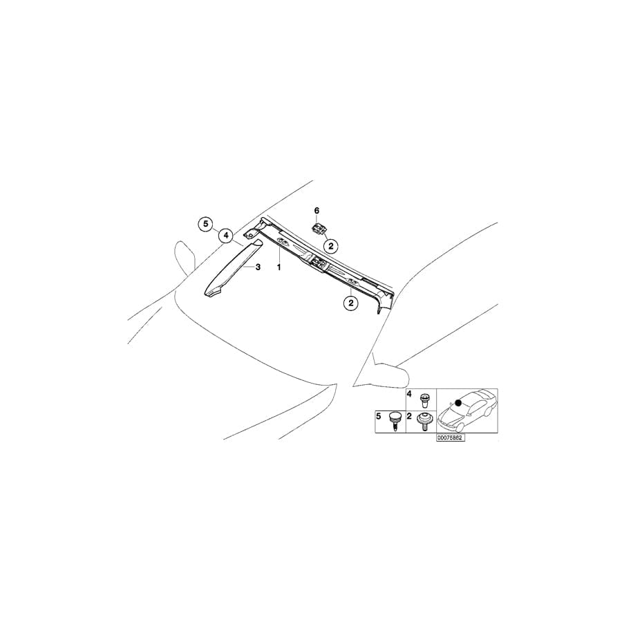 Genuine BMW 51448242765 E52 Bracket, Windshield Panel Cover, Top (Inc. ALPINA V8 & Z8)