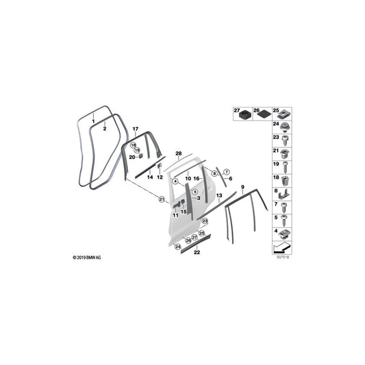 Genuine BMW 51357393443 G02 G01 Seal, Striker Plate, Door, Rear Left (Inc. X4 M, X4 20dX & X3 18d)