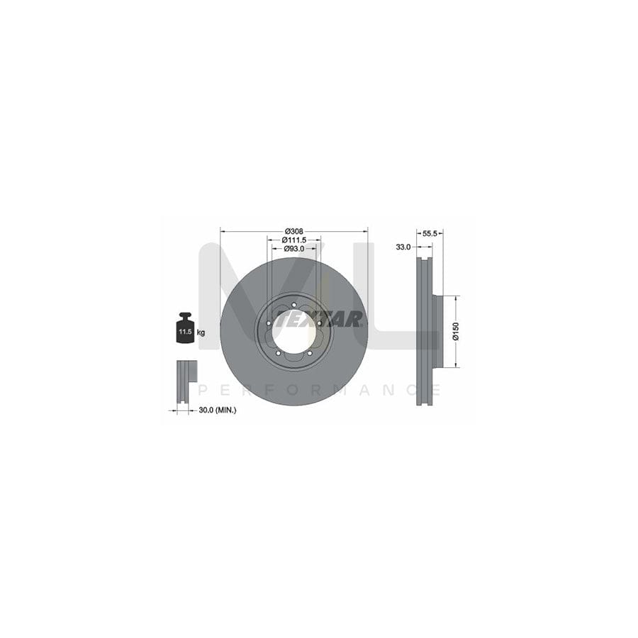 TEXTAR PRO 92273003 Brake Disc Internally Vented, Coated, without wheel hub, without wheel studs  - 1 piece