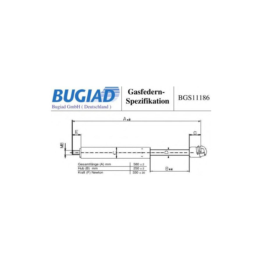 BUGIAD Bgs11186 Bonnet Strut Suitable for Mercedes-Benz ML-Class (W164)