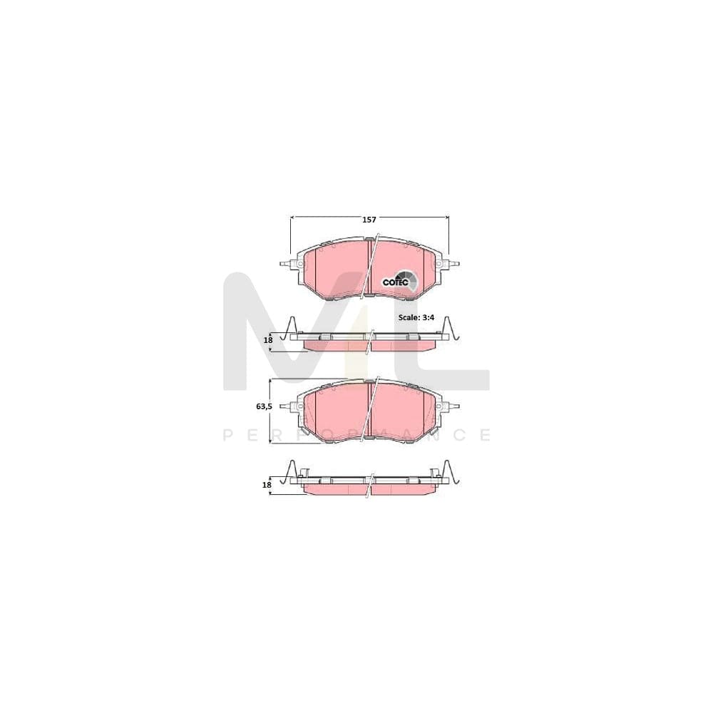 TRW Cotec Gdb3372 Brake Pad Set With Acoustic Wear Warning, With Accessories