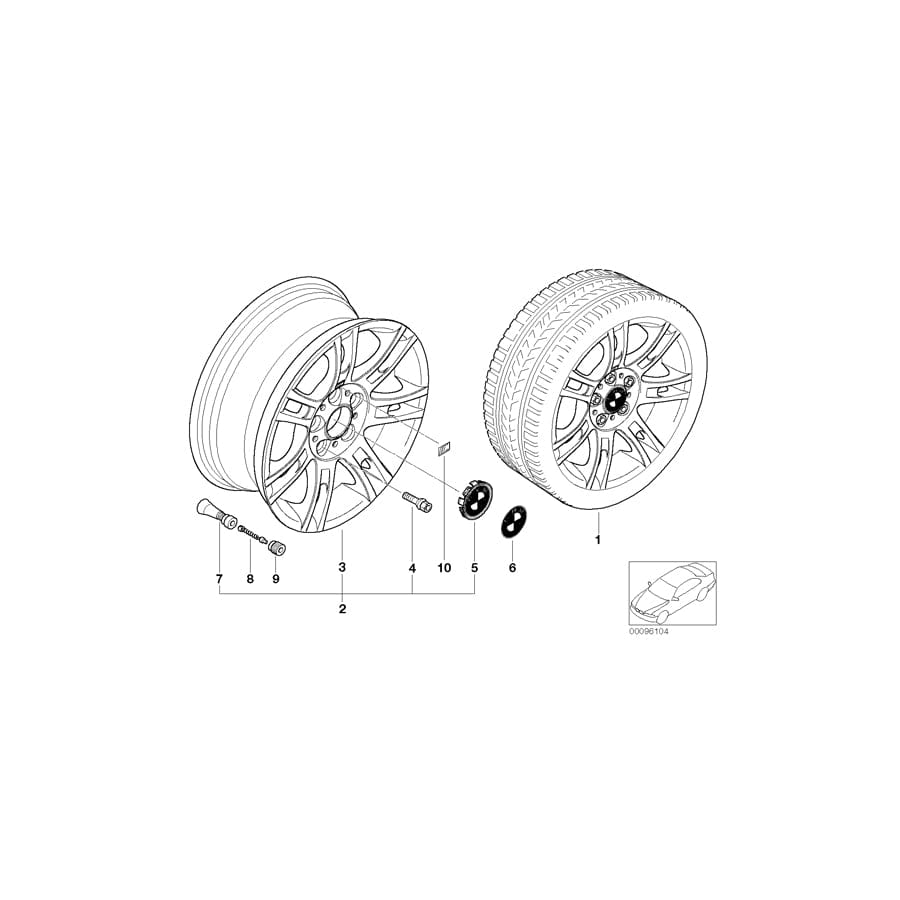 Genuine BMW 36112282360 E46 Light Alloy Rim 81/2JX17 ET:50 (Inc. 330d, 330xi & 323Ci)